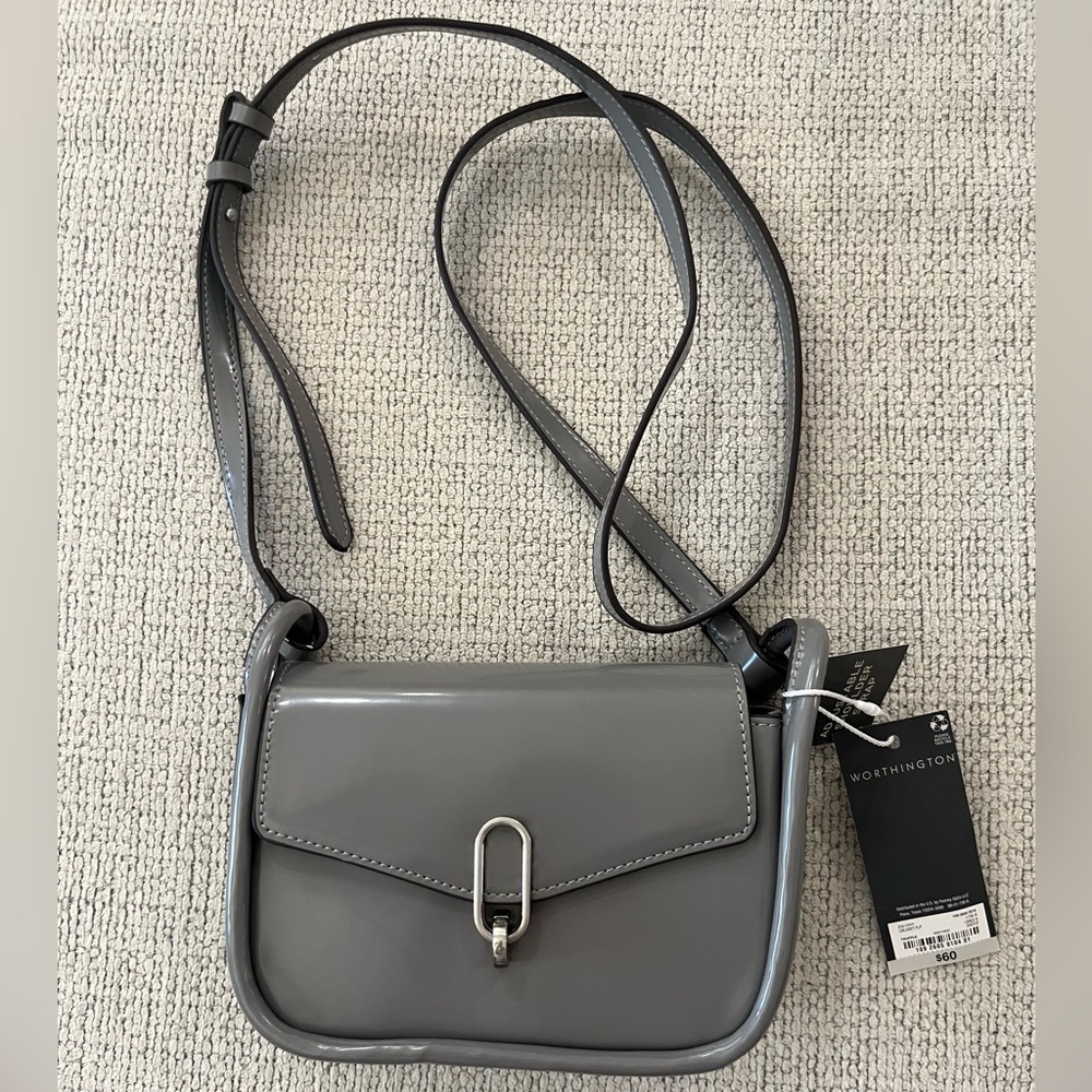 Worthington Shiny Gray Crossbody Bag New with Tags